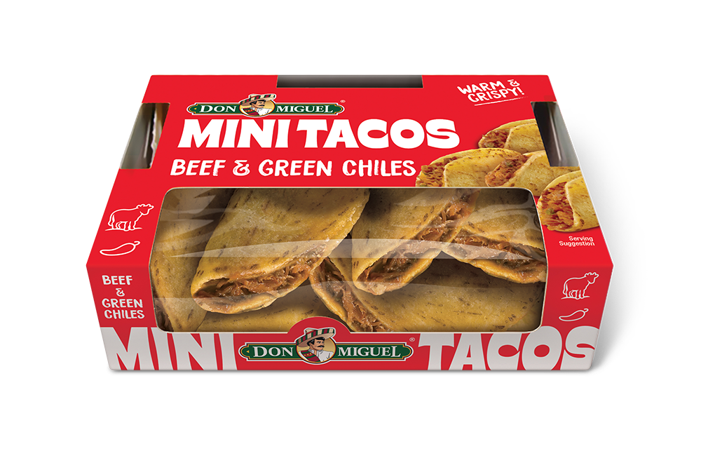 Don Miguel beef and green chiles mini tacos.