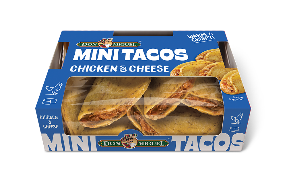 Don Miguel chicken and cheese mini tacos.